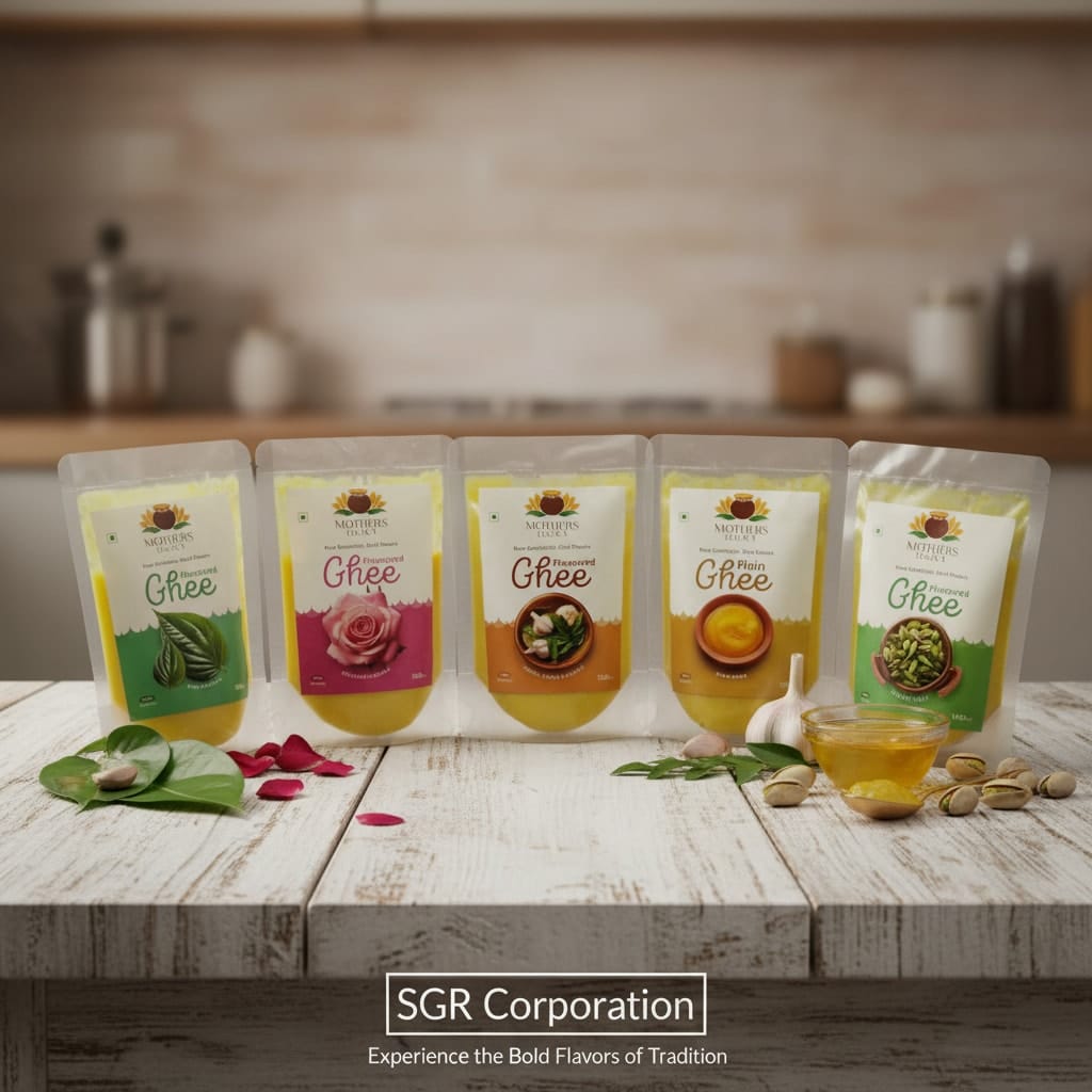 Combo pack with 5 flavored cow ghee 100ml pouches each